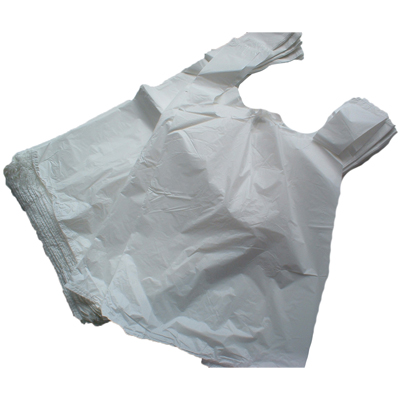 100 x White Plastic Vest Carrier Bags 11x17x21"